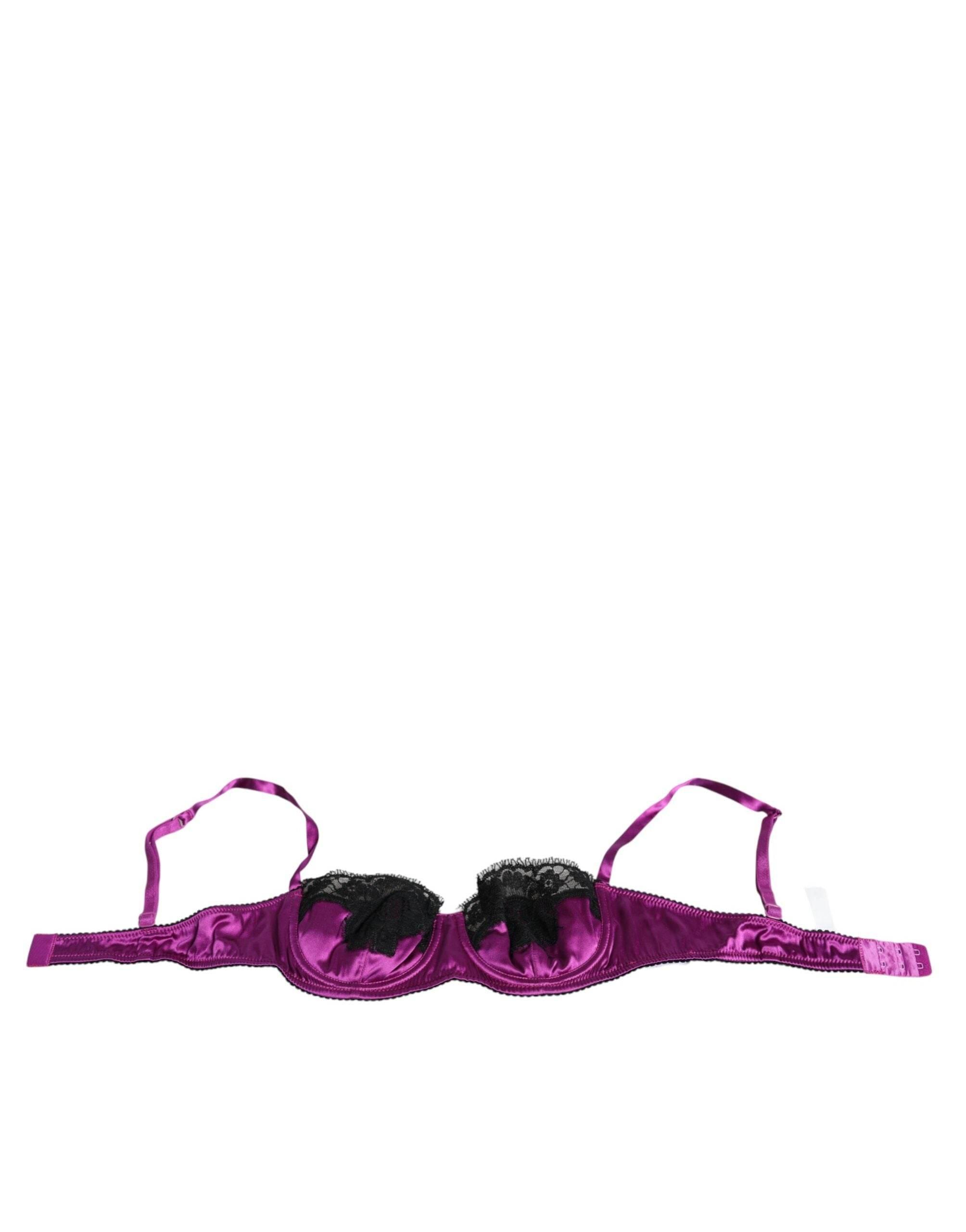 Dolce & Gabbana Purple Silk Underwired Balconette Bra Underwear - Hilstor