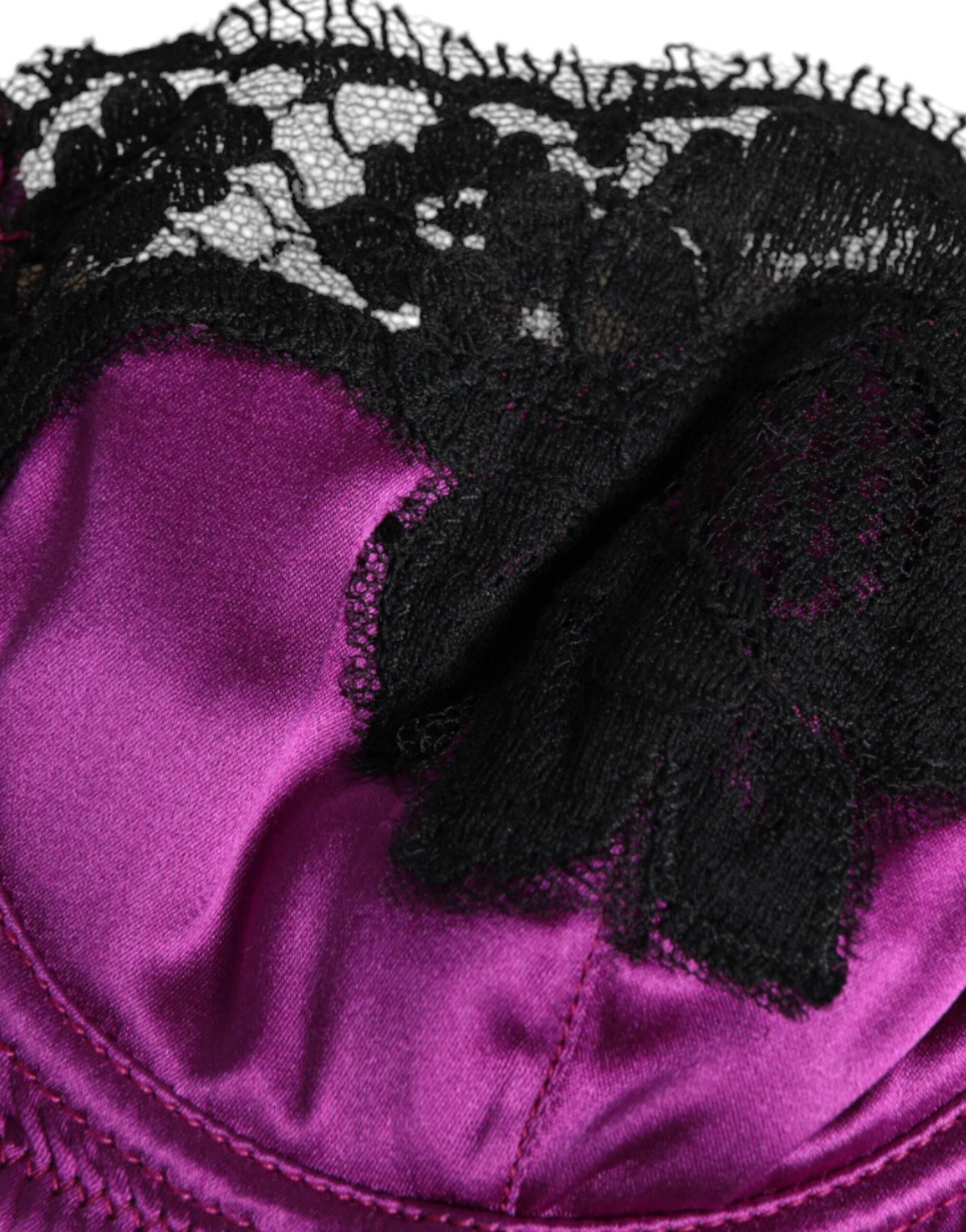 Dolce & Gabbana Purple Silk Underwired Balconette Bra Underwear - Hilstor