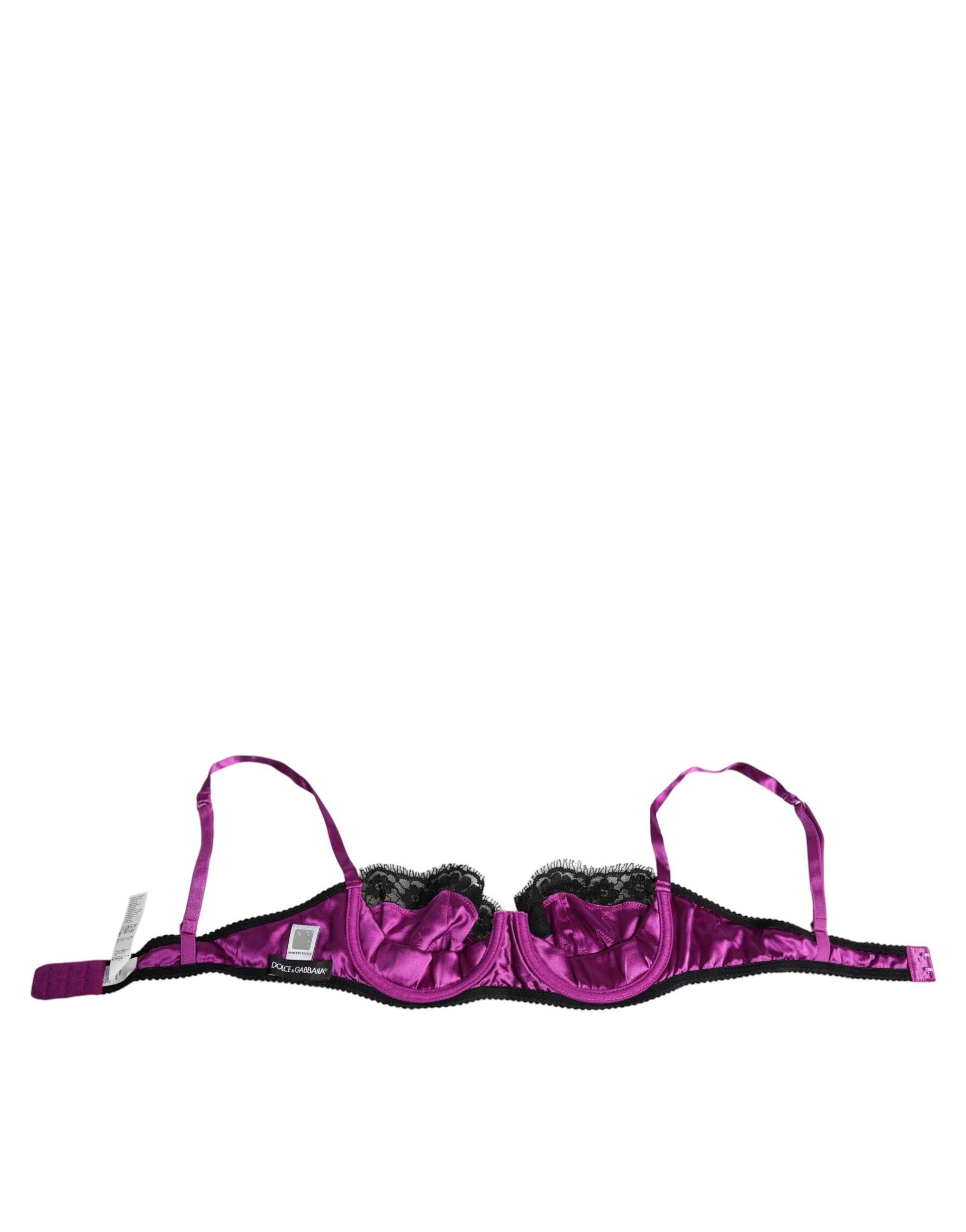 Dolce & Gabbana Purple Silk Underwired Balconette Bra Underwear - Hilstor