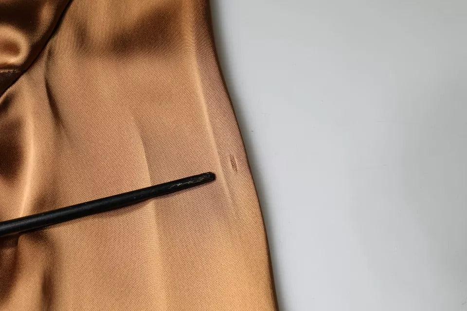 Emporio Armani brun satin lange ærmer omslagsskede minikjole
