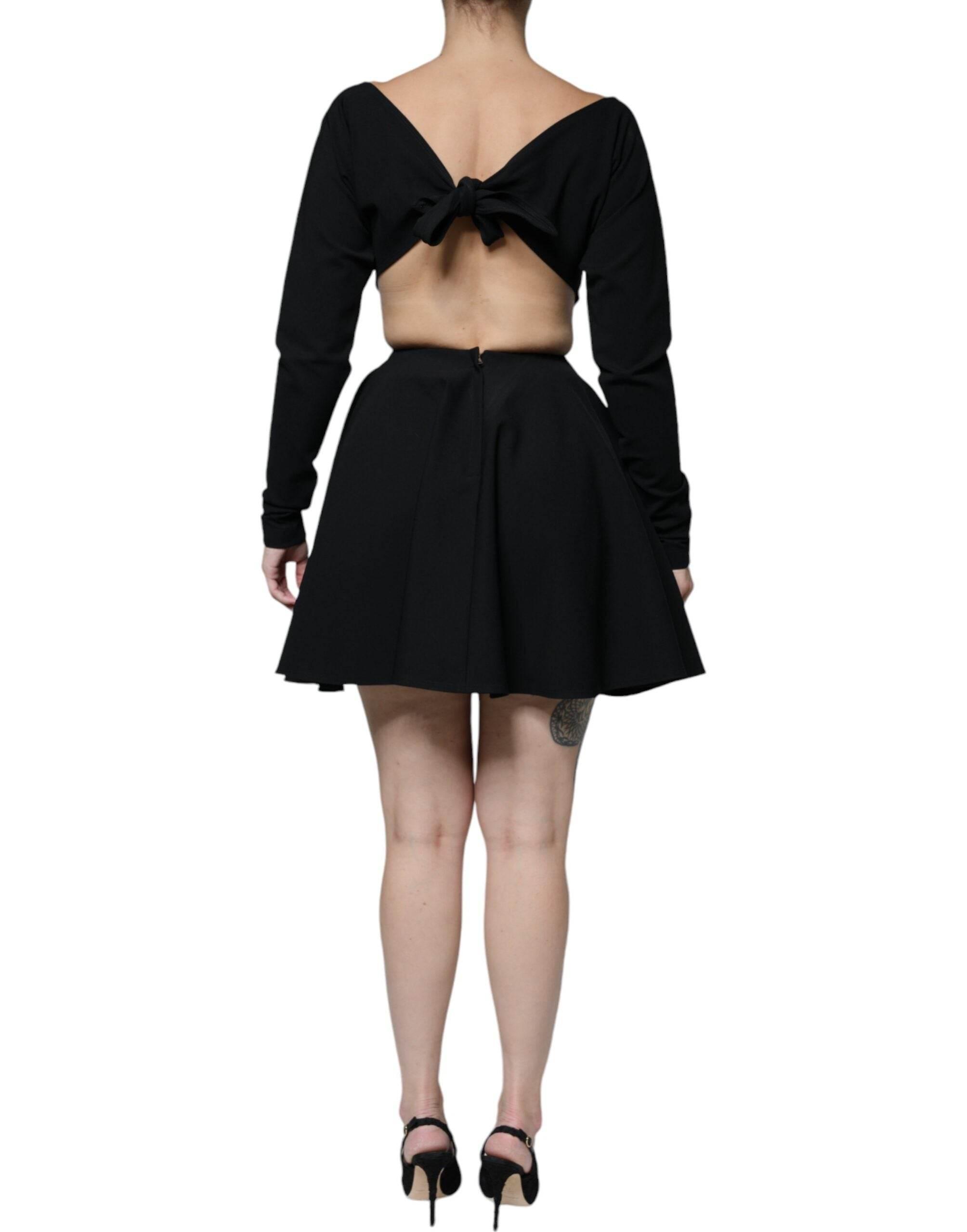 Dolce & Gabbana Black Viscose Cut Out A-line Long Sleeves Mini Dress - Hilstor