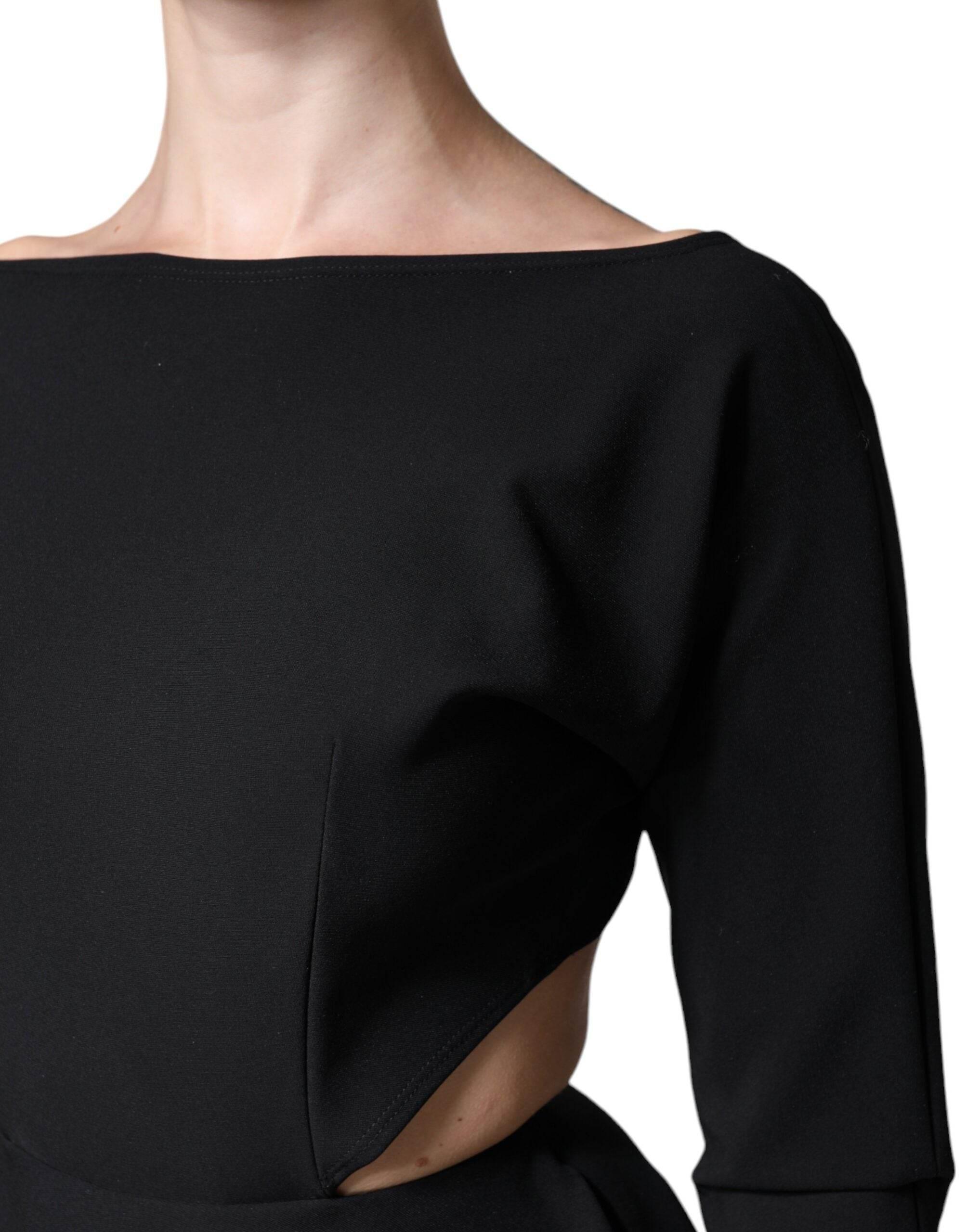 Dolce & Gabbana Black Viscose Cut Out A-line Long Sleeves Mini Dress - Hilstor