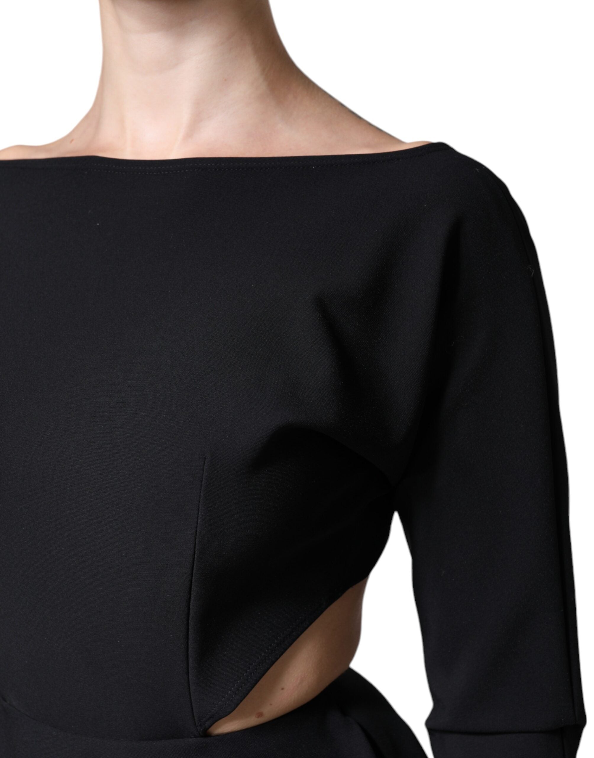 Dolce &amp; Gabbana Sort Viscose Cut Out A-line langærmet minikjole