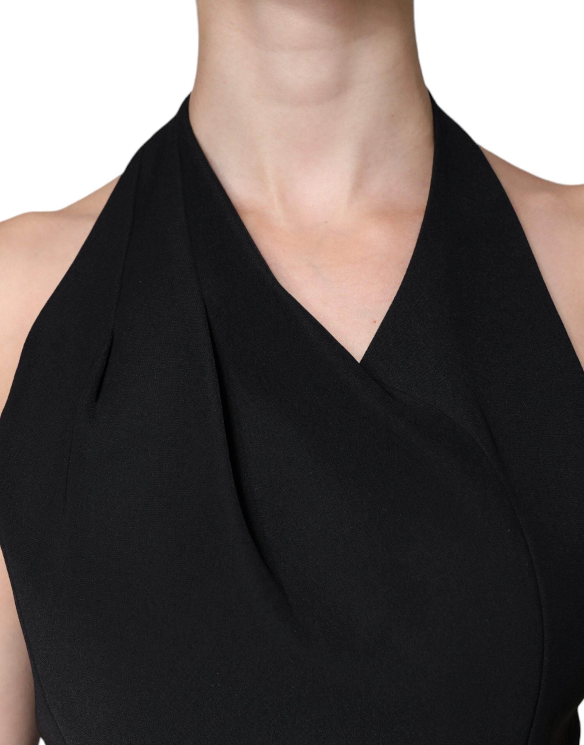 Emporio Armani Black Sleeveless Halter Sheath Long Gown Dress - Hilstor