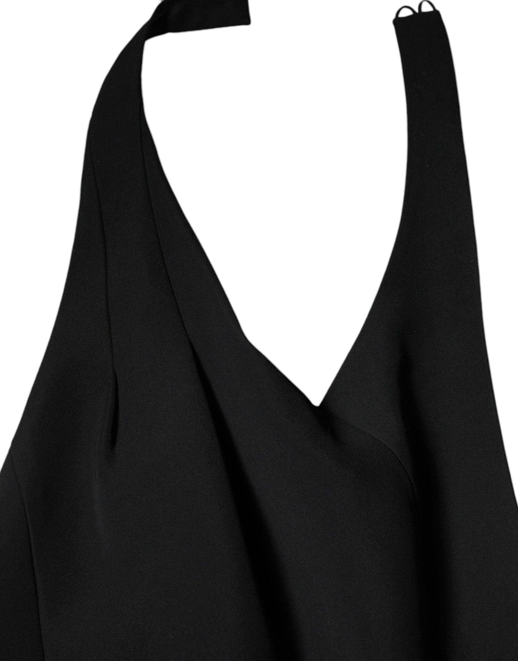 Emporio Armani Black Sleeveless Halter Sheath Long Gown Dress - Hilstor