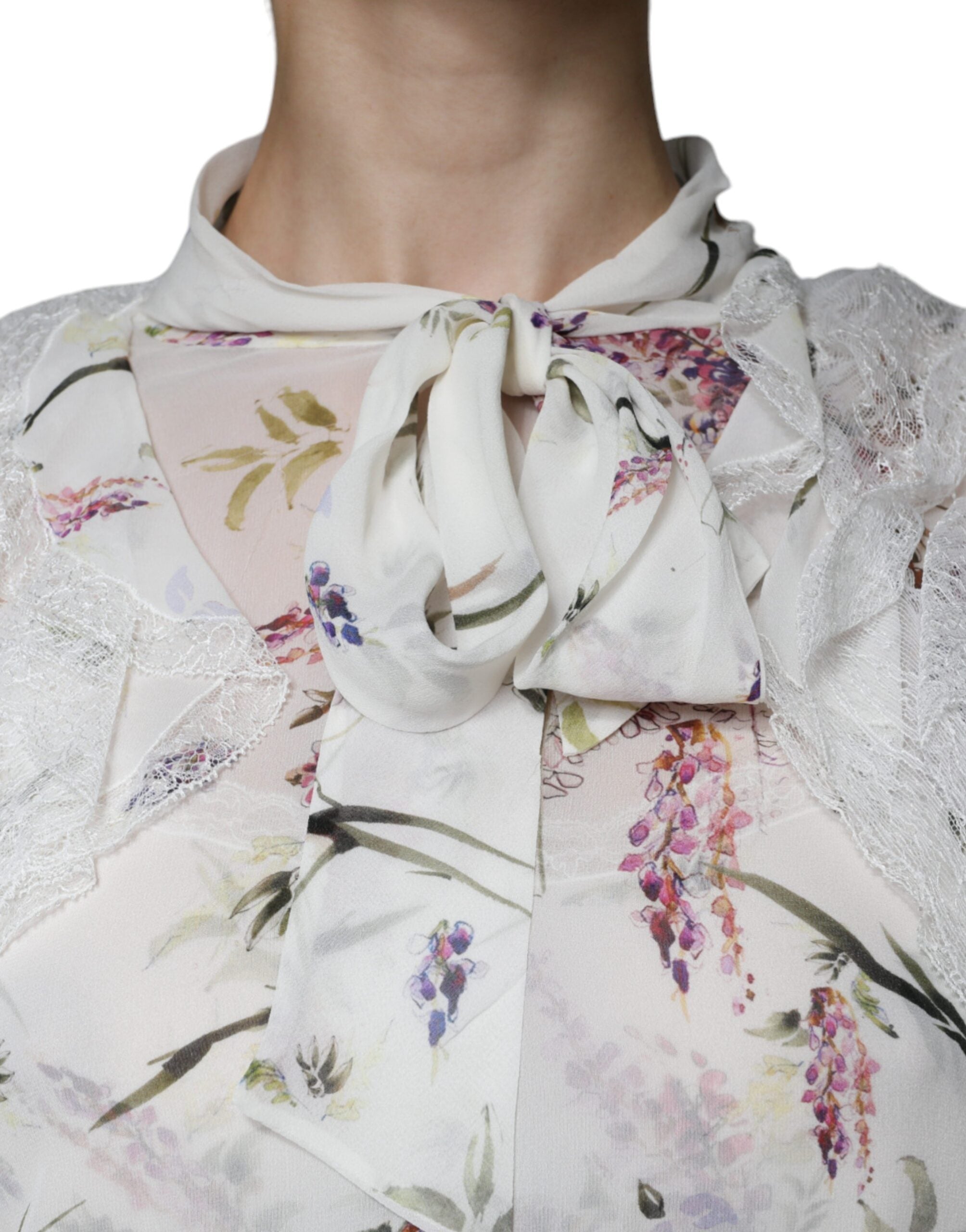 Ermanno Scervino Hvid blomsterflæser Blonde Langærmet Maxikjole