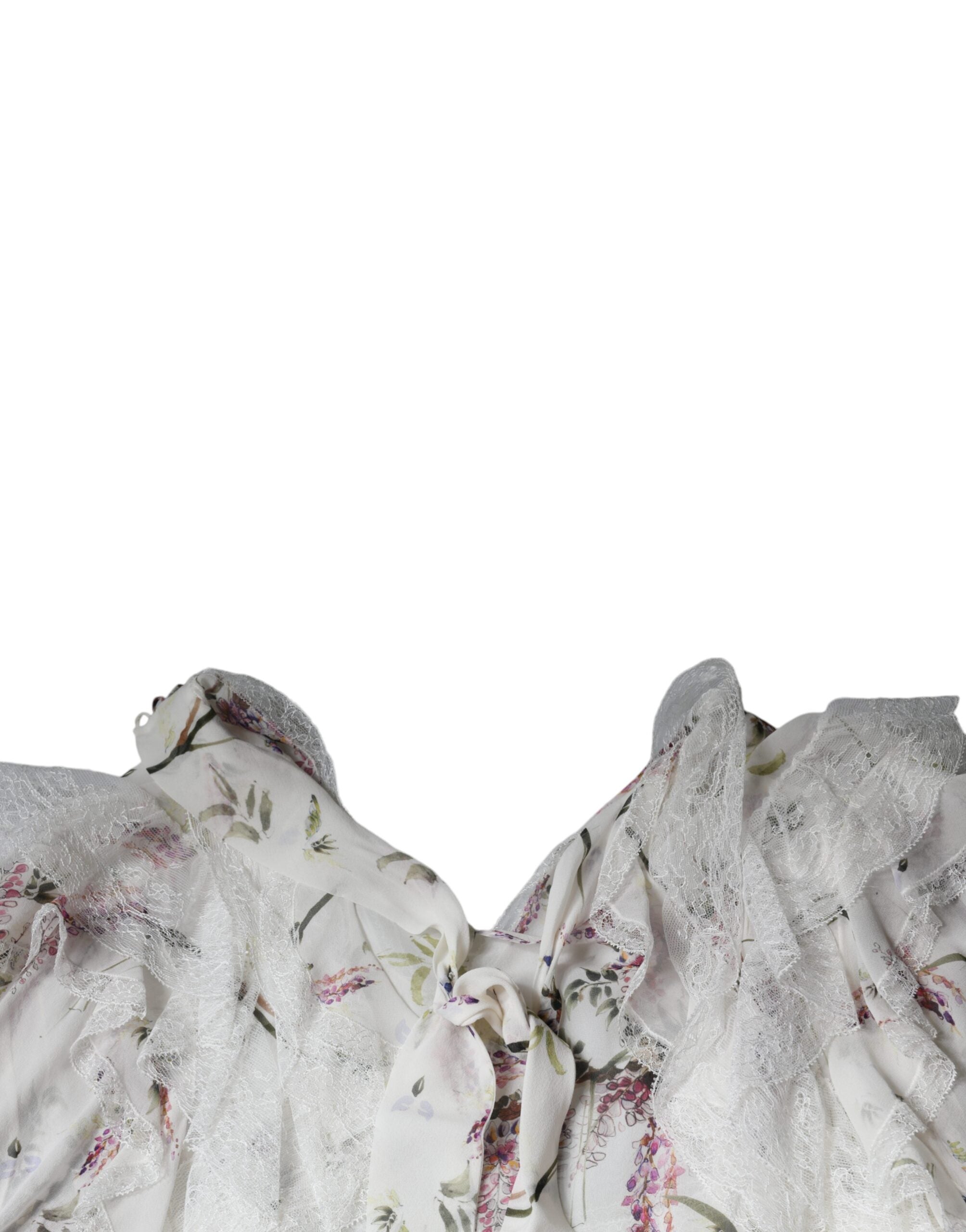 Ermanno Scervino Hvid blomsterflæser Blonde Langærmet Maxikjole
