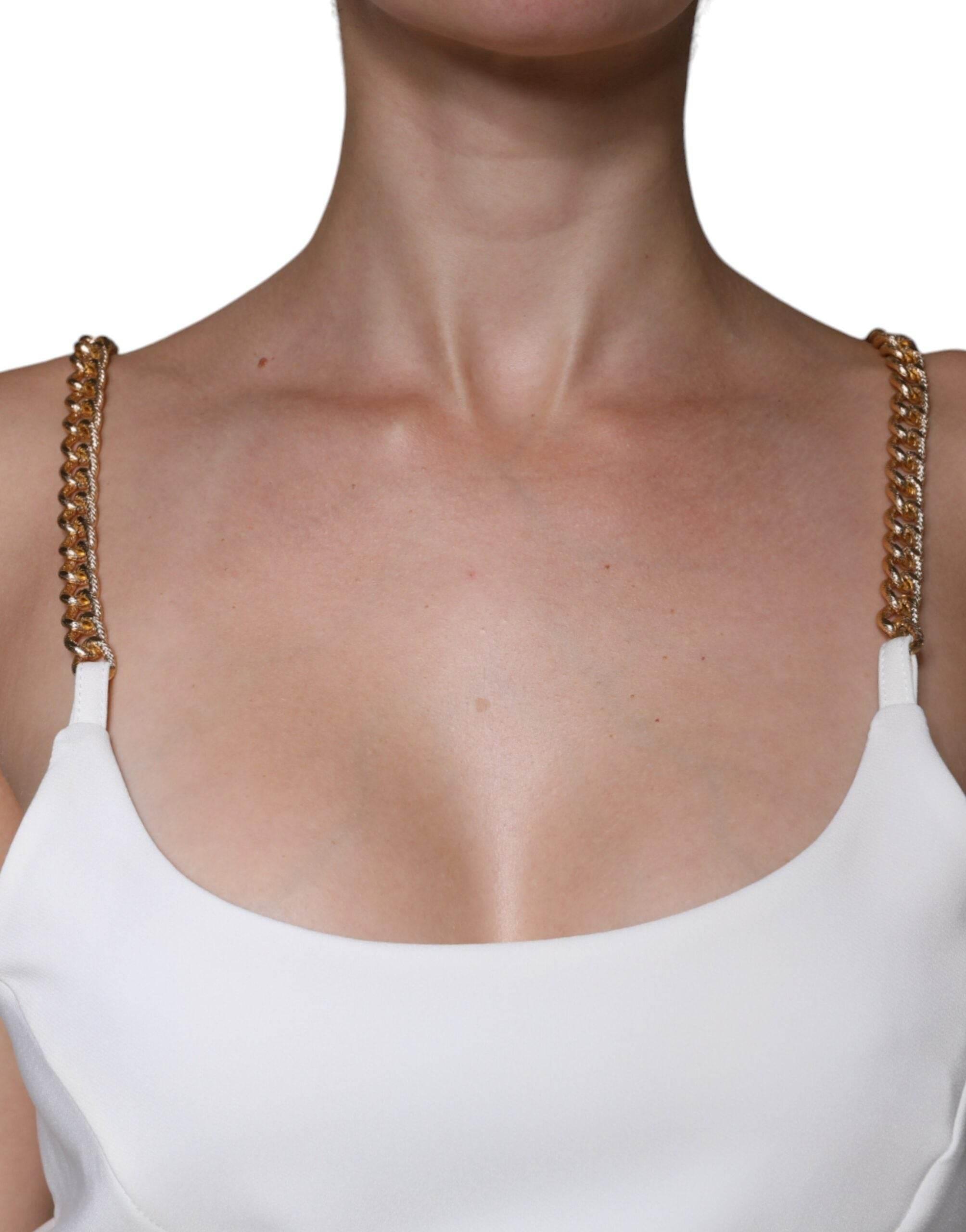 Elisabetta Franchi White Sleeveless Bodycon Sheath Mini Dress - Hilstor