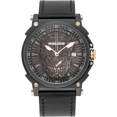 Police Gray Leather Watch - Hilstor