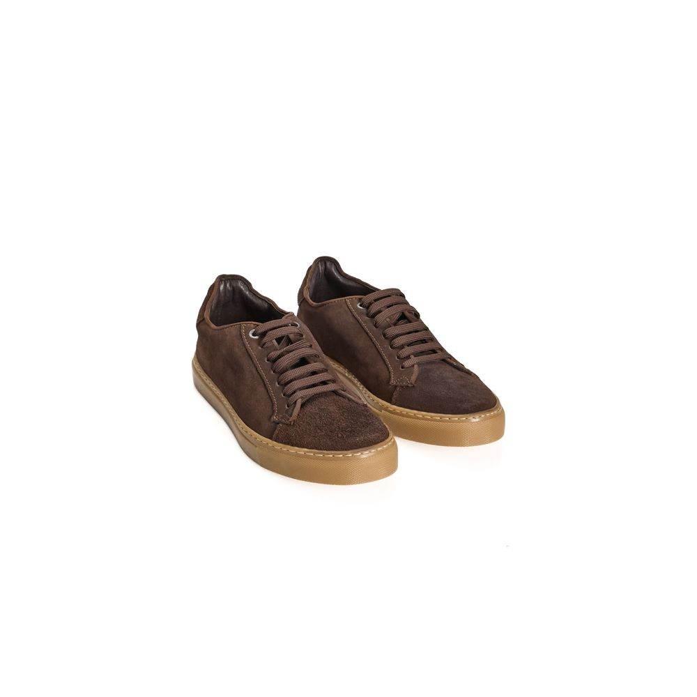 Roberto Pepe Luxury Brown Calfskin Men Sneaker - Hilstor