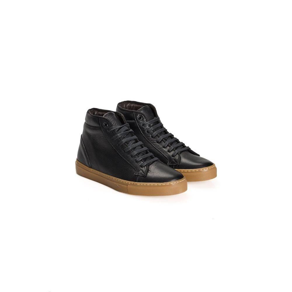 Roberto Pepe Luxury Black Calfskin Men's High Sneaker - Hilstor