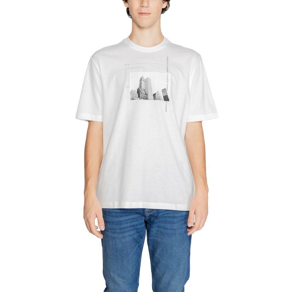 Armani Exchange White Cotton T-Shirt - Hilstor