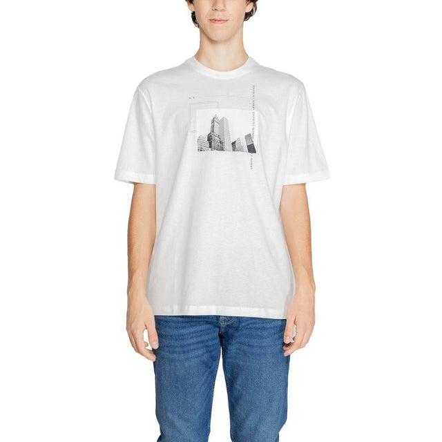 Armani Exchange White Cotton T-Shirt - Hilstor