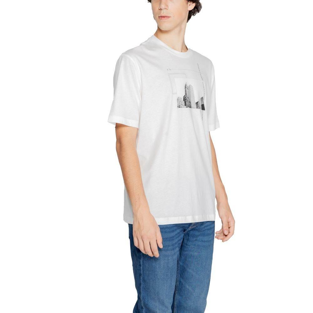 Armani Exchange White Cotton T-Shirt - Hilstor