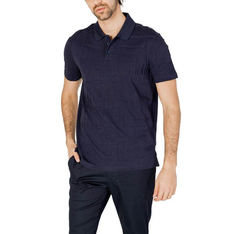 Armani Exchange Blue Cotton Polo Shirt - Hilstor
