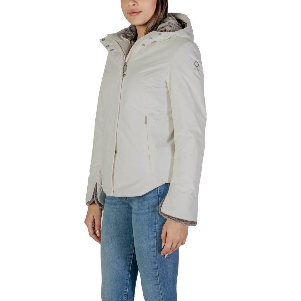 Suns Cream Polyester Jackets & Coat - Hilstor