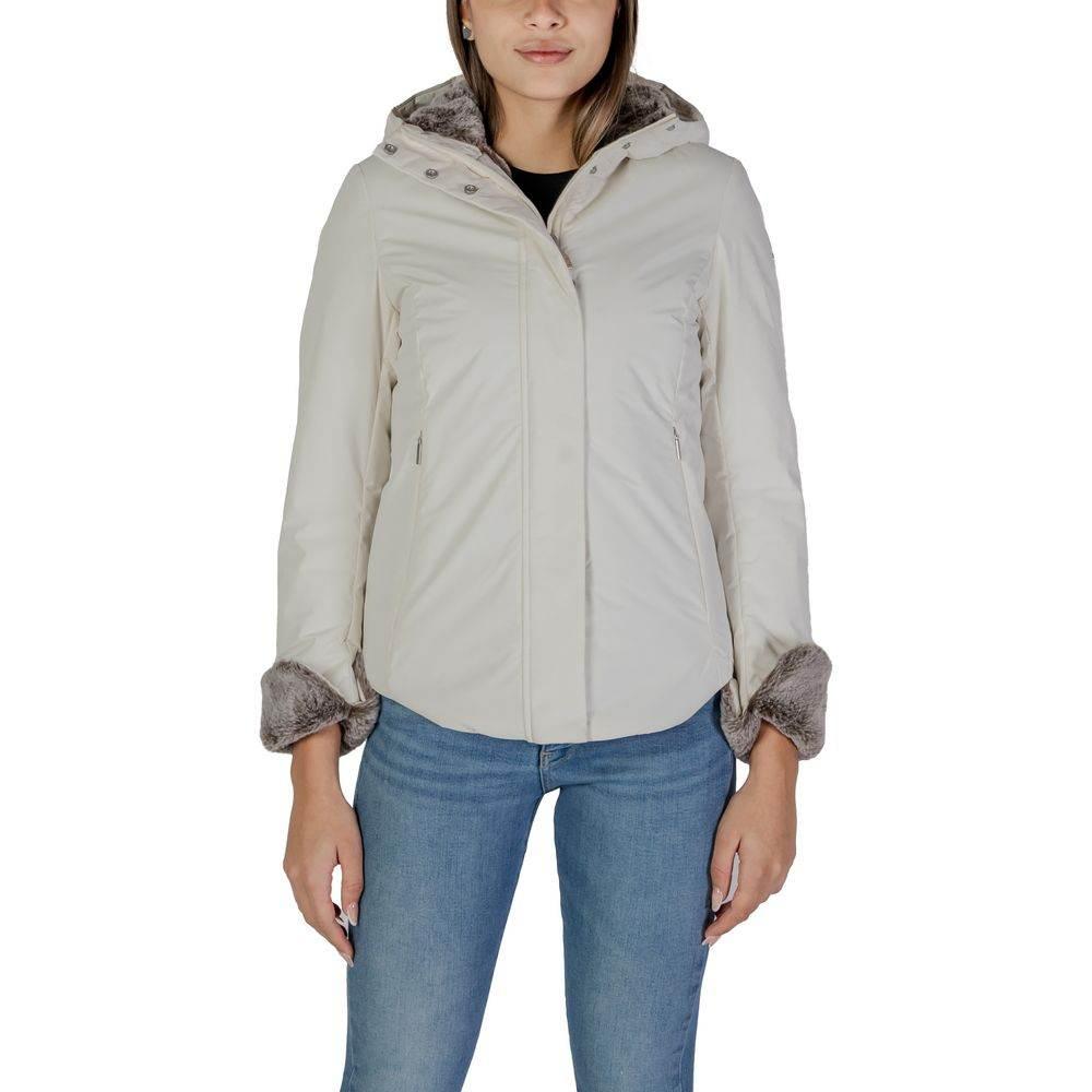 Suns Cream Polyester Jackets & Coat - Hilstor