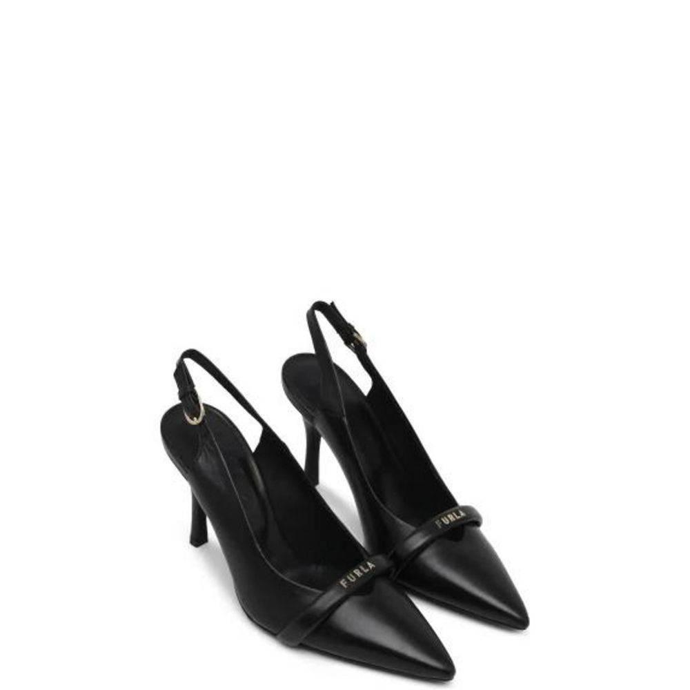 Furla Black Leather Sandal - Hilstor