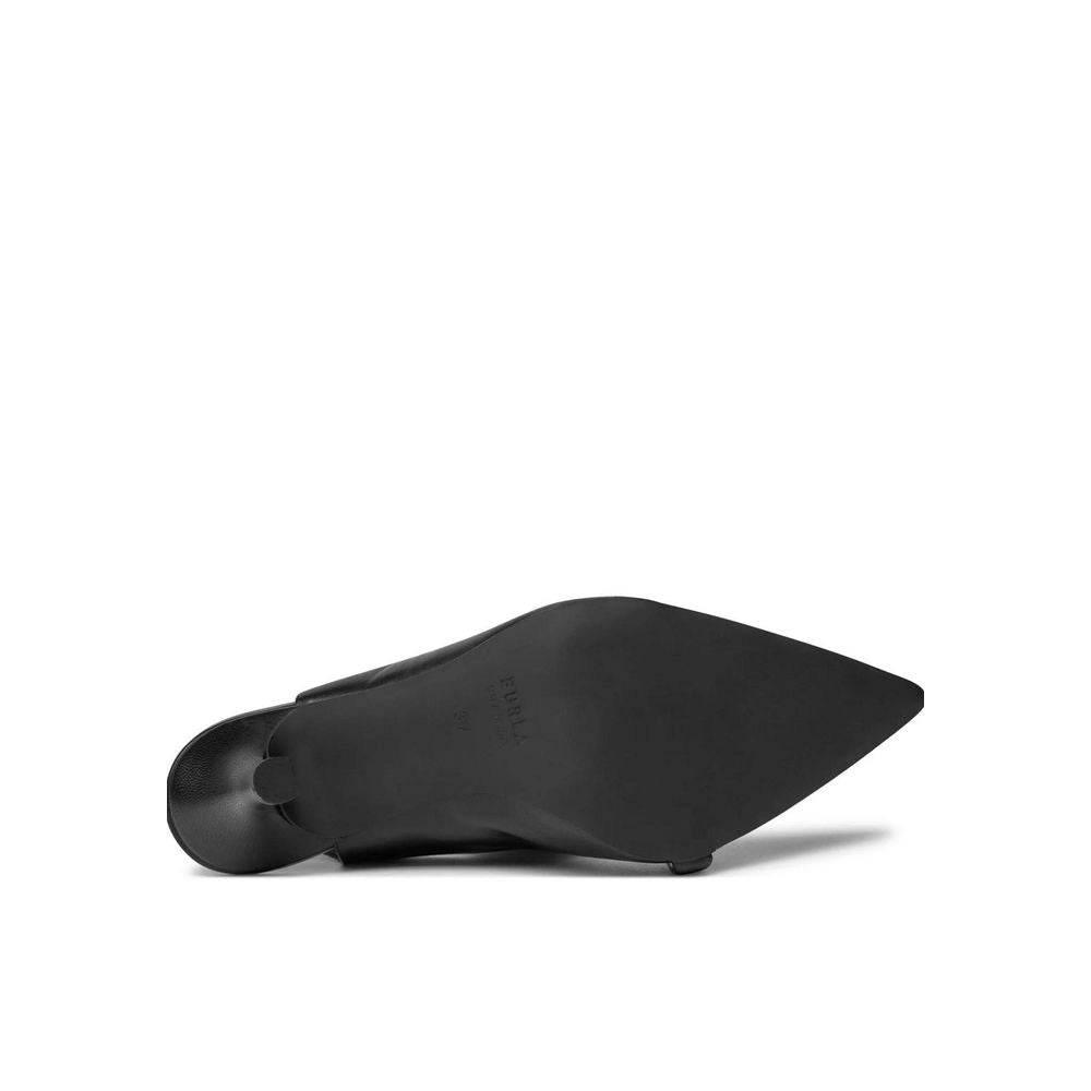 Furla Black Leather Sandal - Hilstor