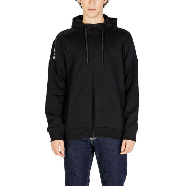 EA7 Emporio Armani Black Cotton Hoody - Hilstor