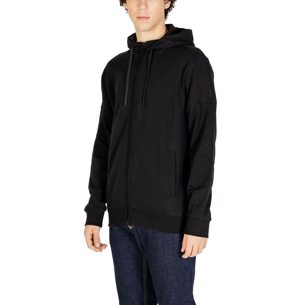 EA7 Emporio Armani Black Cotton Hoody - Hilstor