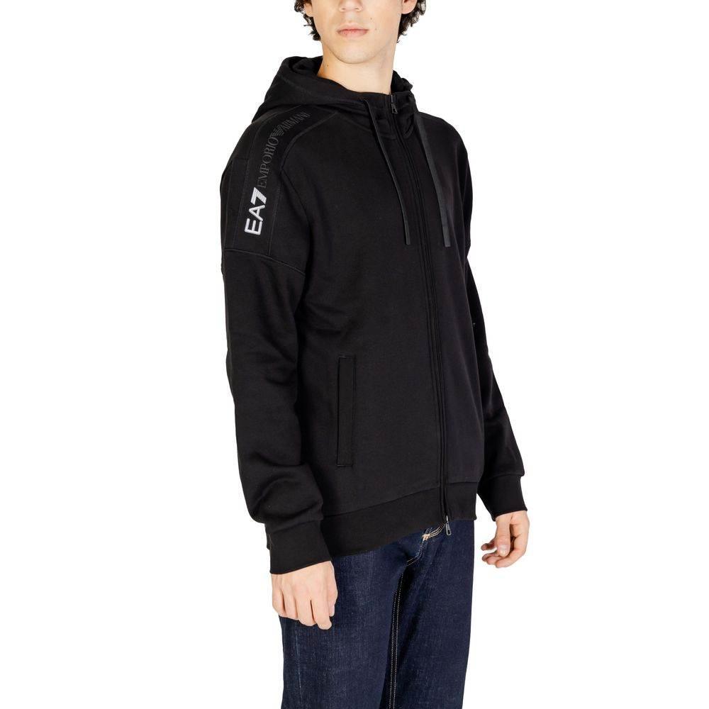 EA7 Emporio Armani Black Cotton Hoody - Hilstor