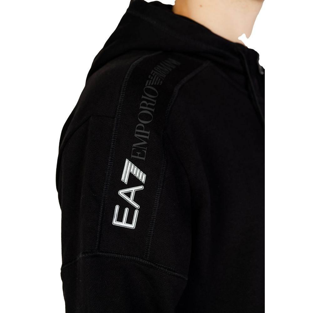 EA7 Emporio Armani Black Cotton Hoody - Hilstor