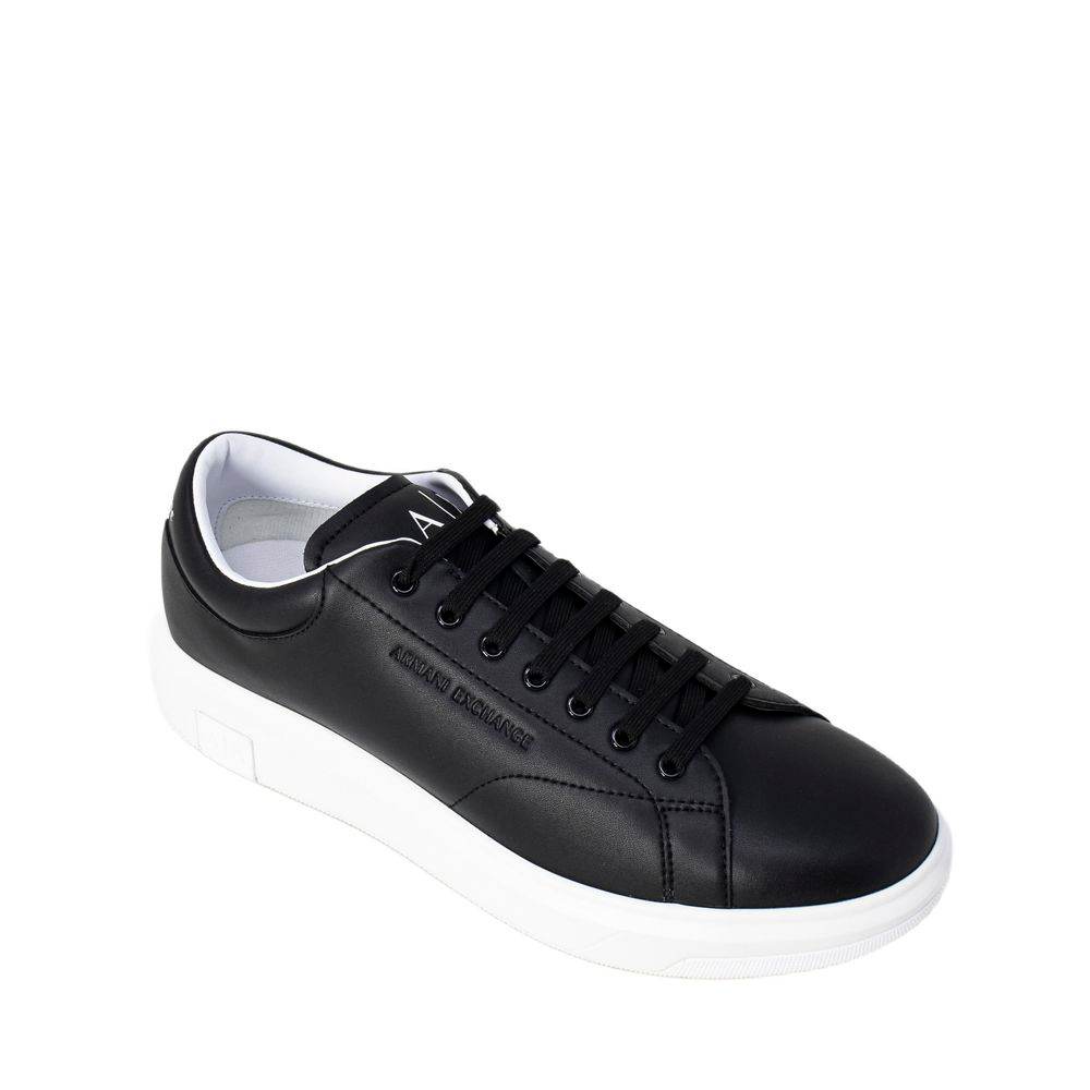 Armani Exchange Black Leather Sneaker - Hilstor