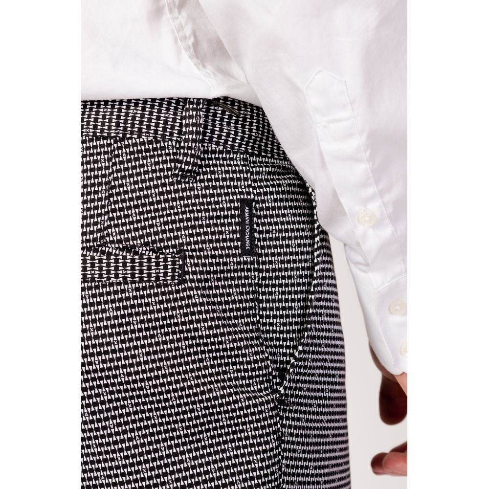 Armani Exchange Black And White Cotton Short - Hilstor