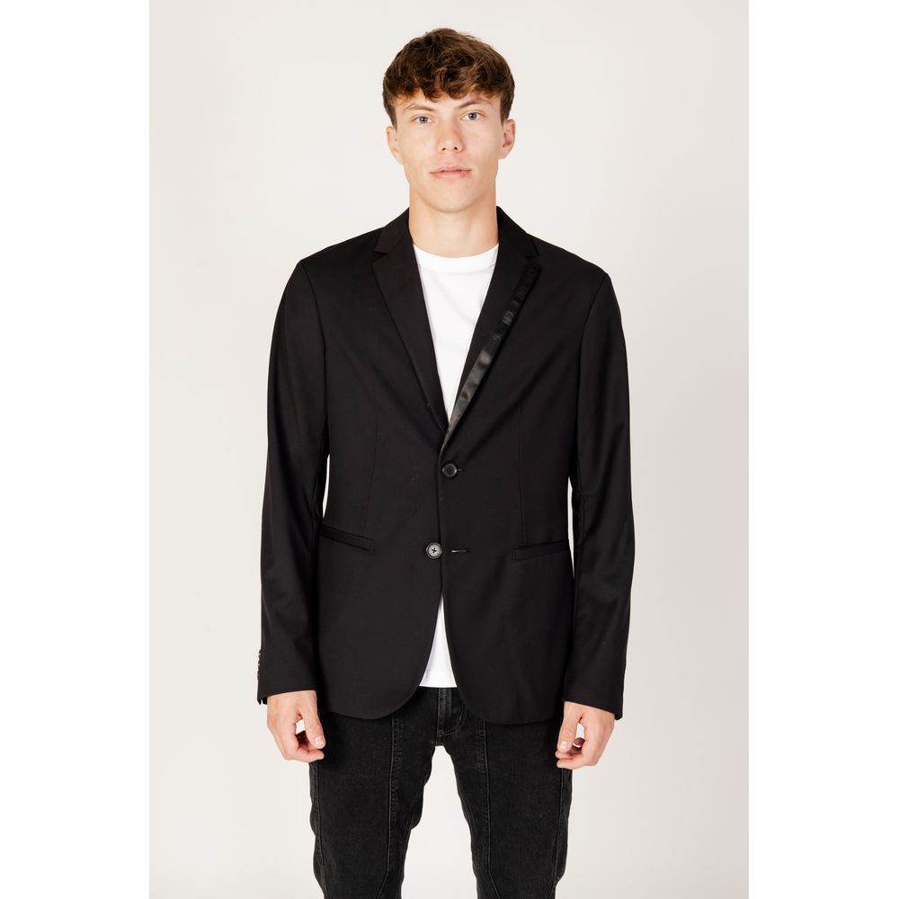 Armani Exchange Black Polyester Blazer - Hilstor