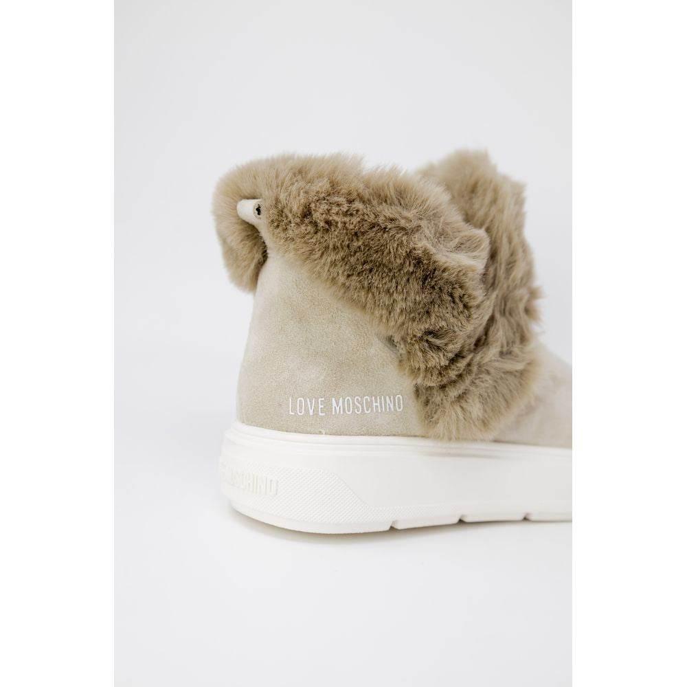 Love Moschino Beige Leather Sneaker - Hilstor