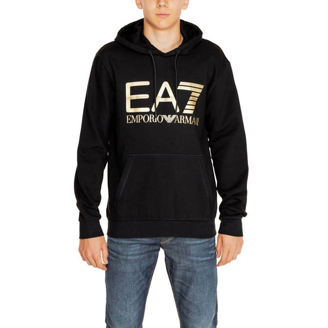 EA7 Emporio Armani Black Cotton Hoody - Hilstor