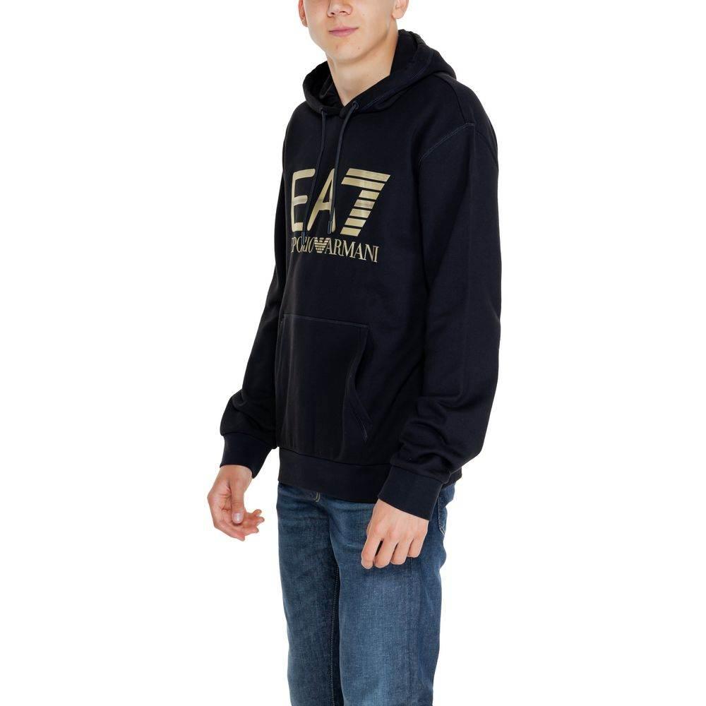 EA7 Emporio Armani Black Cotton Hoody - Hilstor