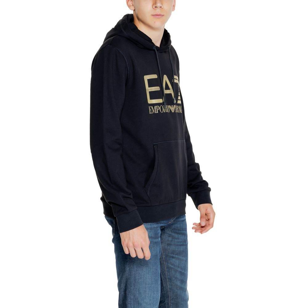 EA7 Emporio Armani Black Cotton Hoody - Hilstor