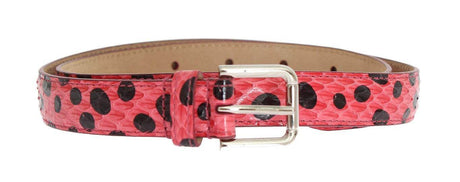 Dolce & Gabbana Polka Dot Snakeskin Belt with Silver Buckle - Hilstor