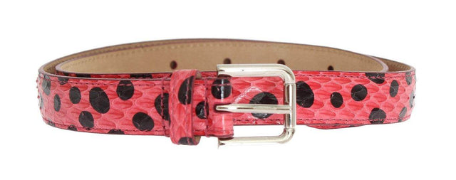 Dolce & Gabbana Polka Dot Snakeskin Belt with Silver Buckle - Hilstor