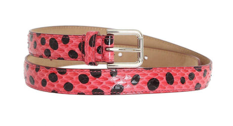 Dolce & Gabbana Polka Dot Snakeskin Belt with Silver Buckle - Hilstor