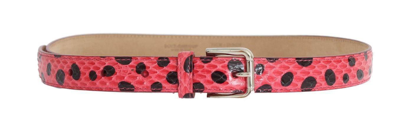 Dolce & Gabbana Polka Dot Snakeskin Belt with Silver Buckle - Hilstor