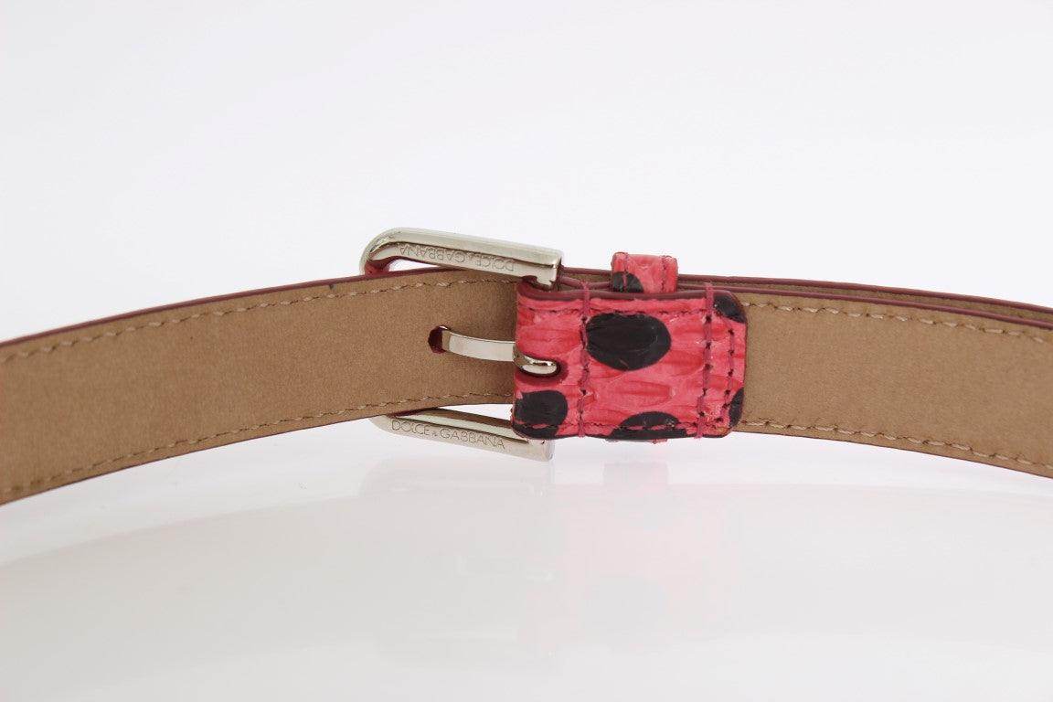 Dolce & Gabbana Polka Dot Snakeskin Belt with Silver Buckle - Hilstor