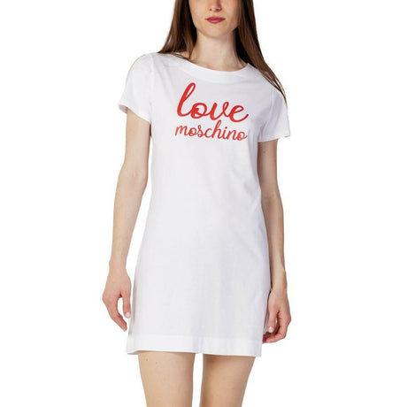 Love Moschino White Cotton Dress - Hilstor
