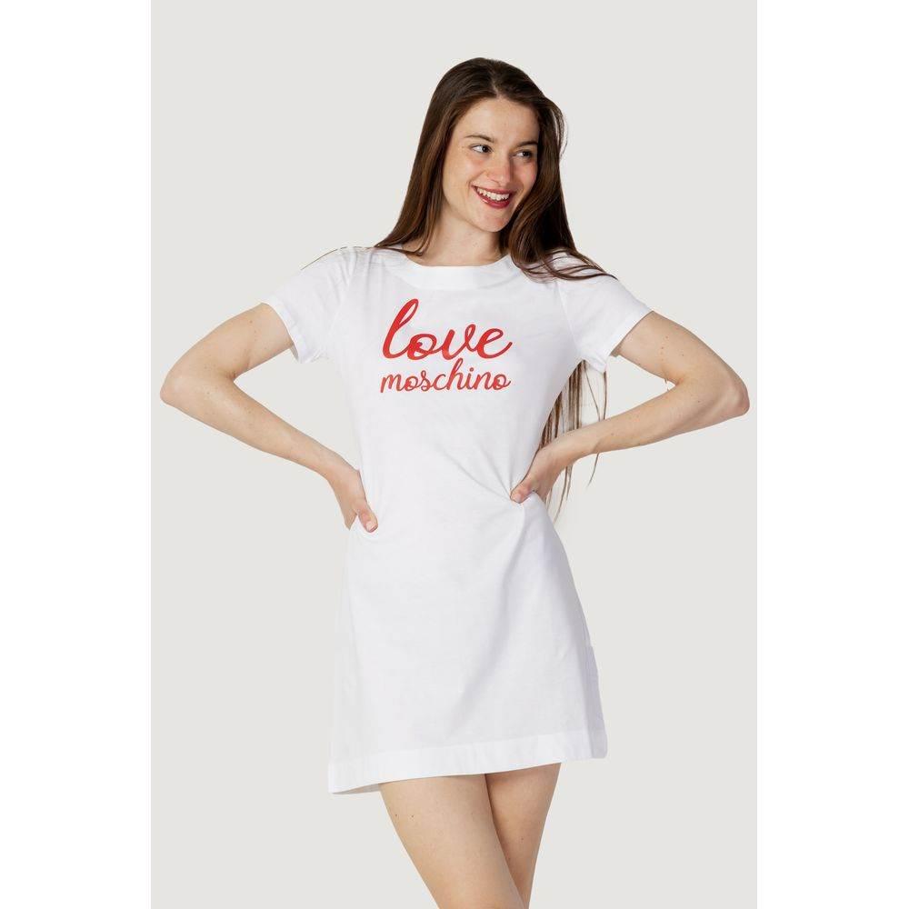Love Moschino White Cotton Dress - Hilstor