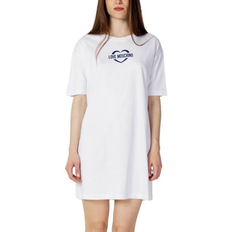 Love Moschino White Cotton Dress - Hilstor