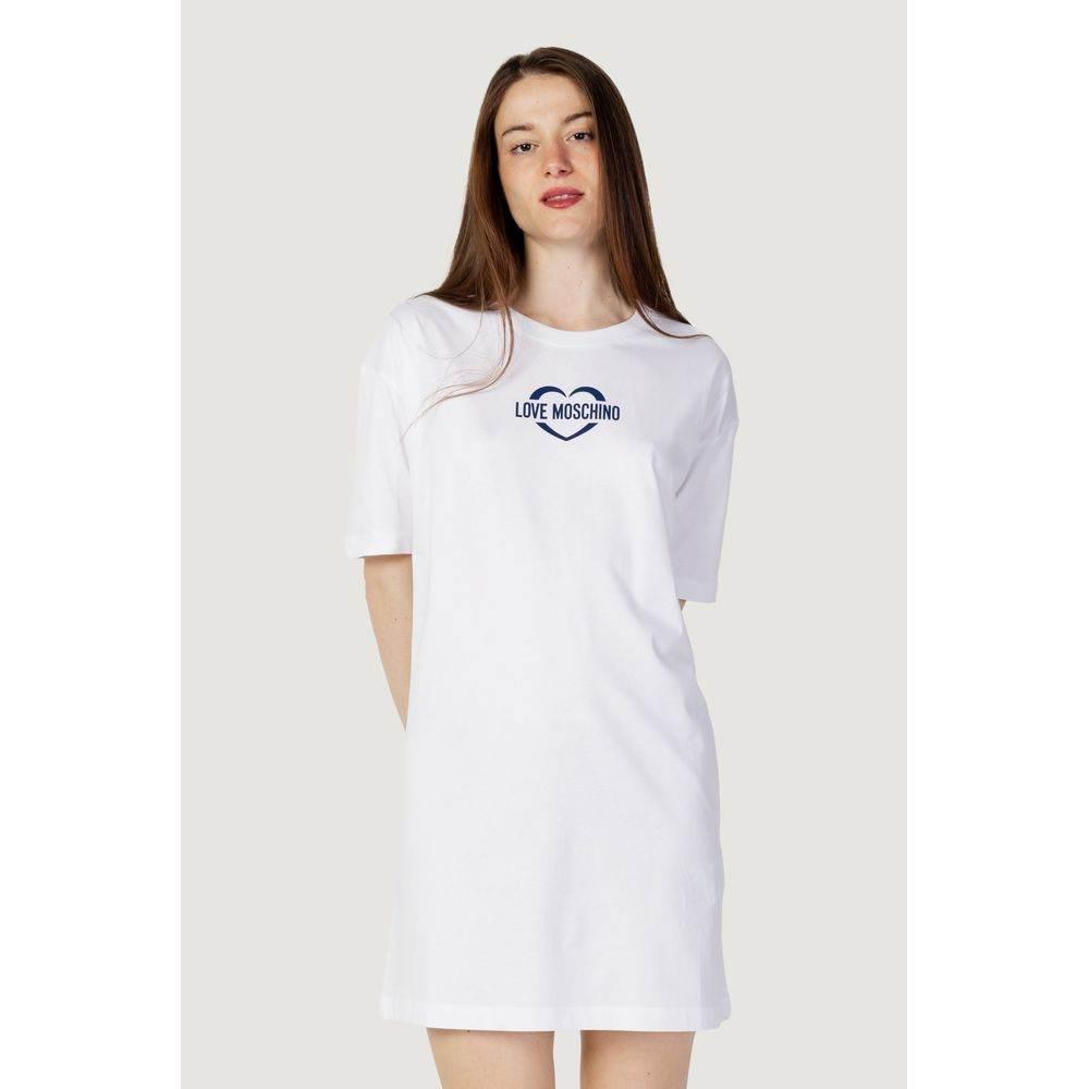 Love Moschino White Cotton Dress - Hilstor