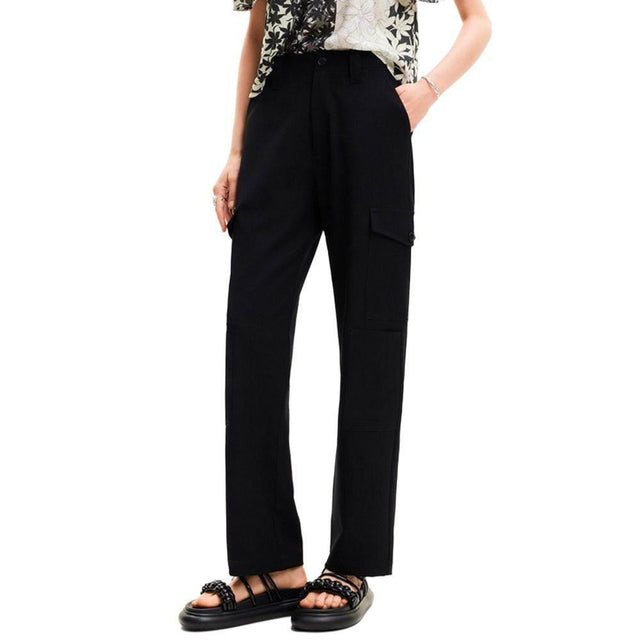 Desigual Black Polyester Cropped Pant - Hilstor
