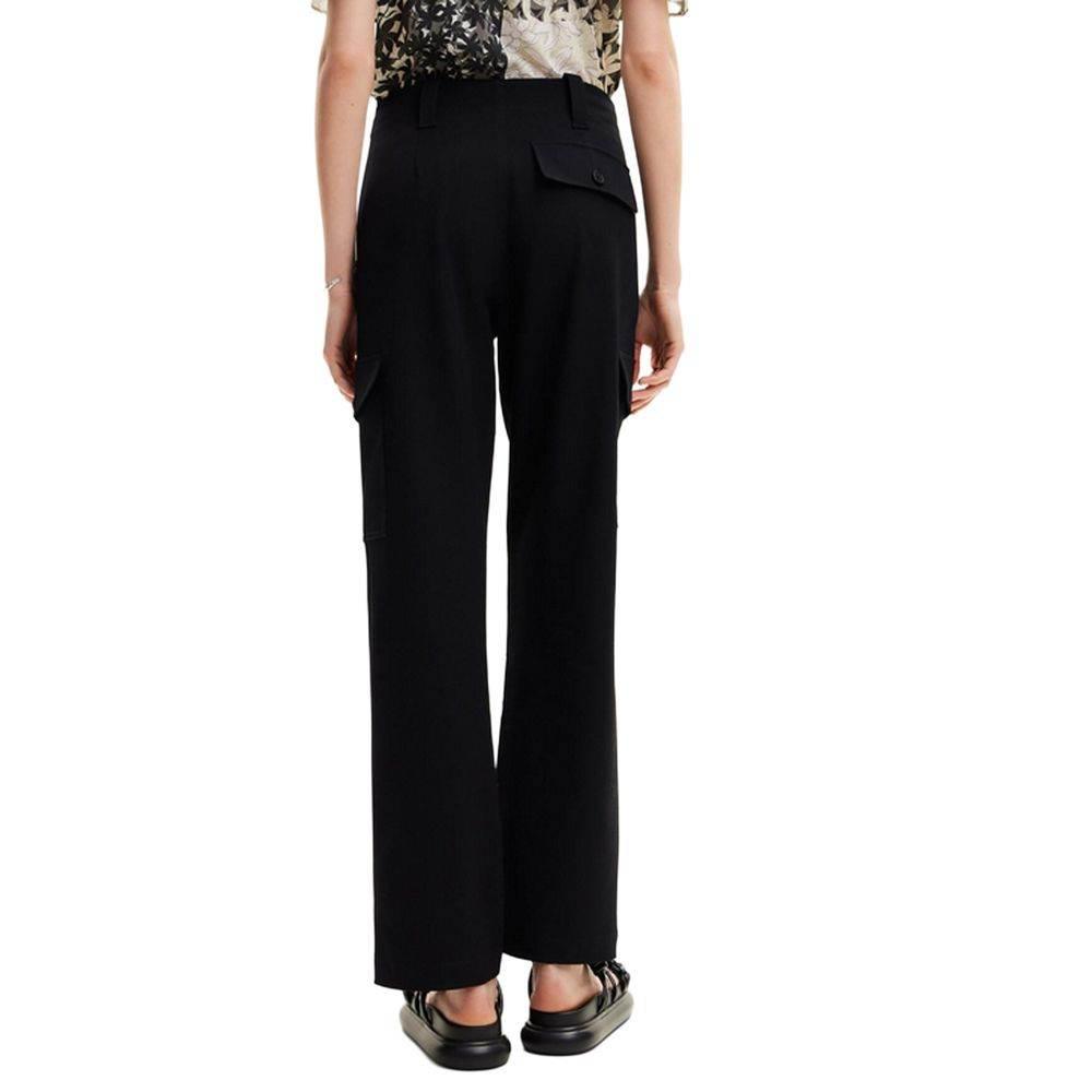 Desigual Black Polyester Cropped Pant - Hilstor