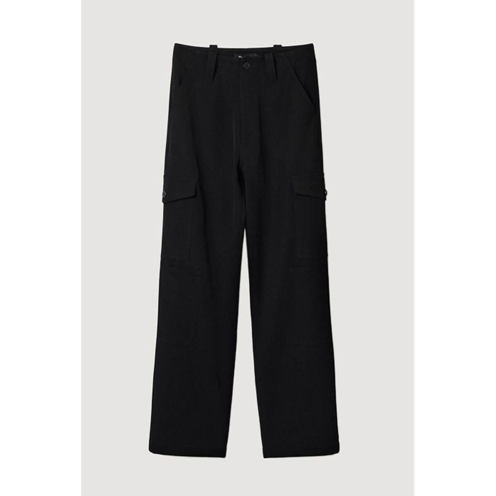 Desigual Black Polyester Cropped Pant - Hilstor