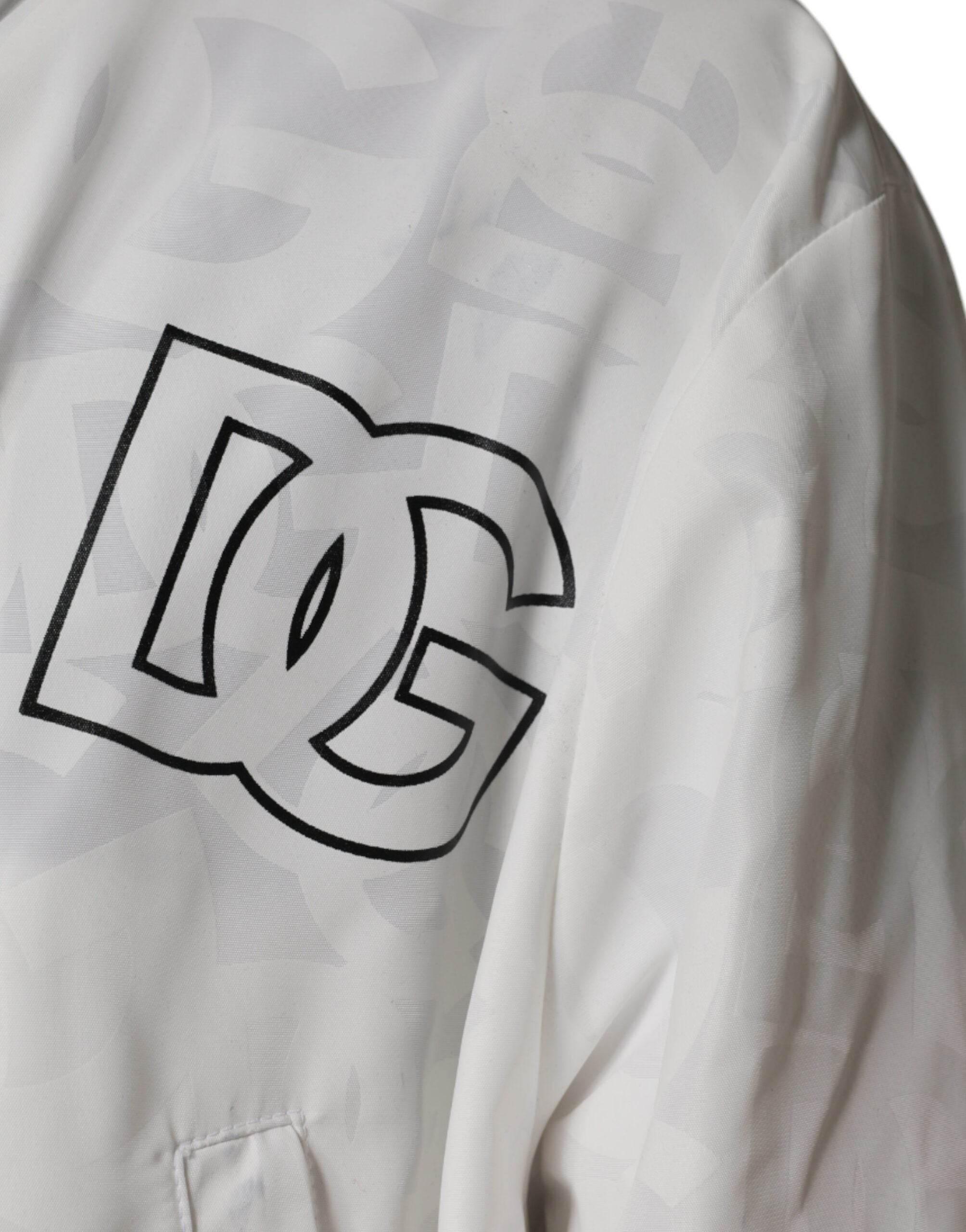 Dolce & Gabbana White Hooded Parka Polyester Trench Coat Jacket - Hilstor