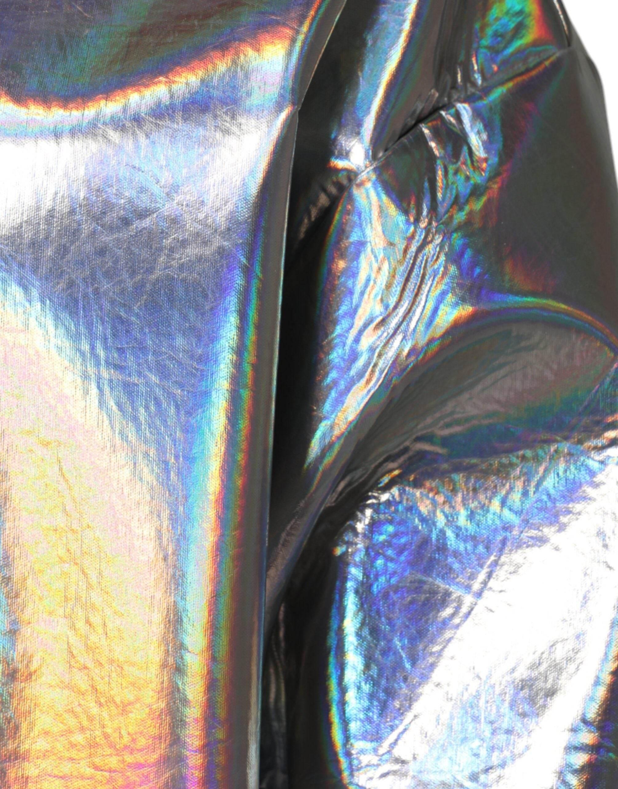 Dolce & Gabbana Silver Iridescent Full Zip Men Bomber Jacket - Hilstor
