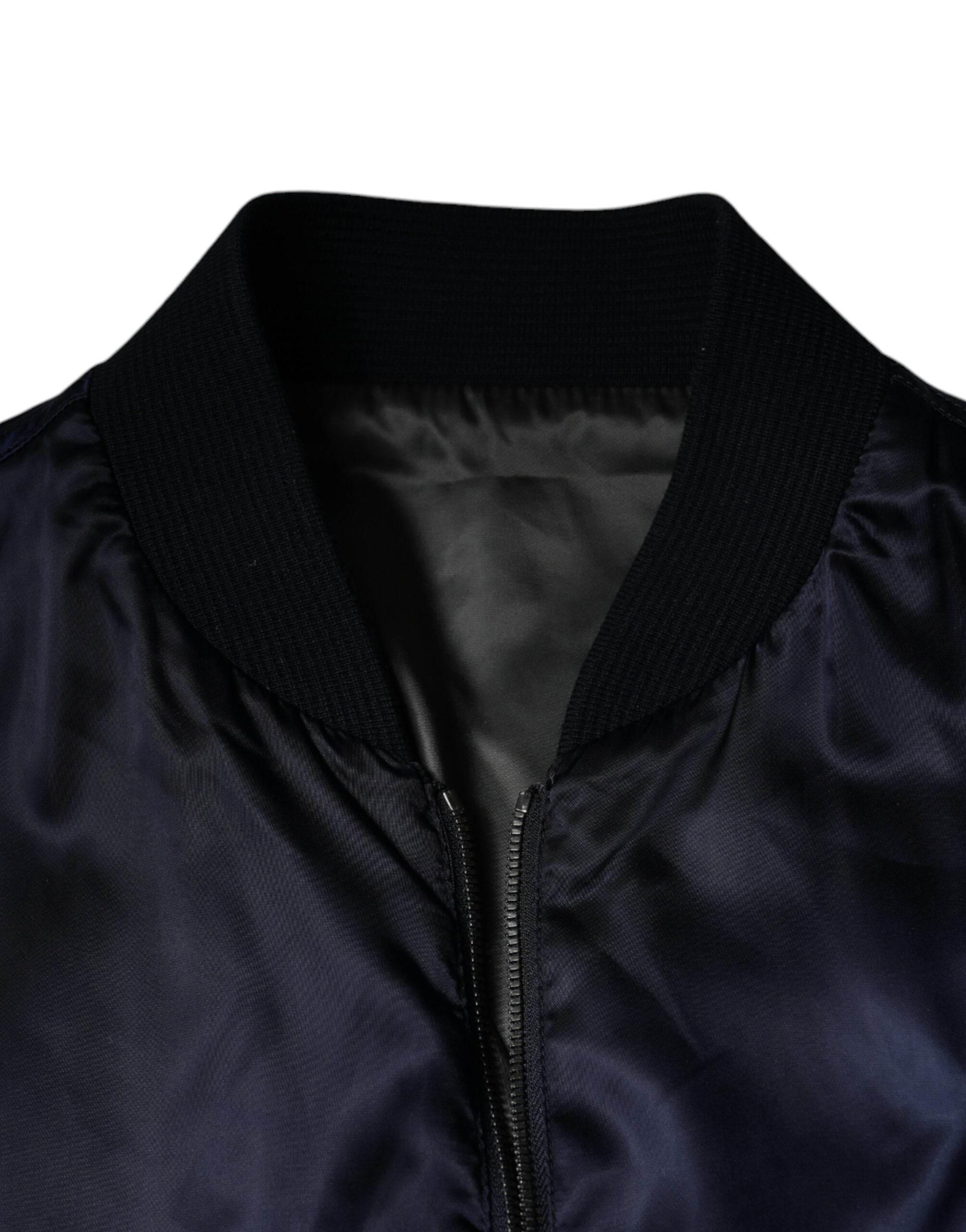 Dolce & Gabbana Blue Crown Heart Full Zip Men Bomber Jacket - Hilstor