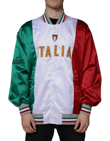 Dolce & Gabbana Multicolor Italia Button Down Bomber Jacket - Hilstor